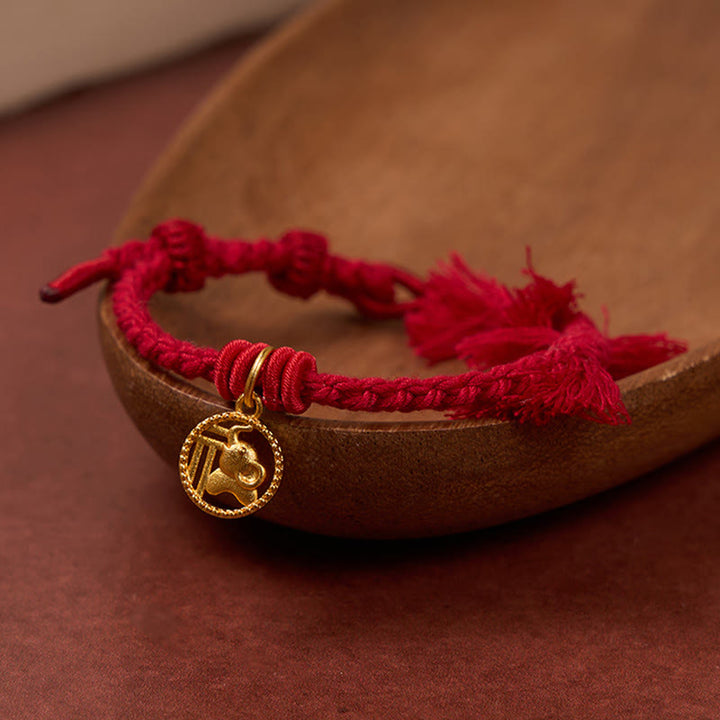 Buddha Stones Pulsera tibetana de equilibrio con cuerda roja y diseño de elefante Fu - image 12