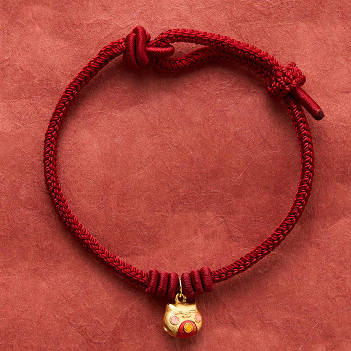 Buddha Stones Pulsera protectora de hilo rojo con diseño de gato, chapada en oro y plata de ley 925. - image 13