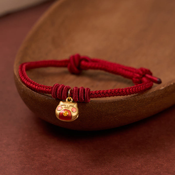 Buddha Stones Pulsera protectora de hilo rojo con diseño de gato, chapada en oro y plata de ley 925. - image 11