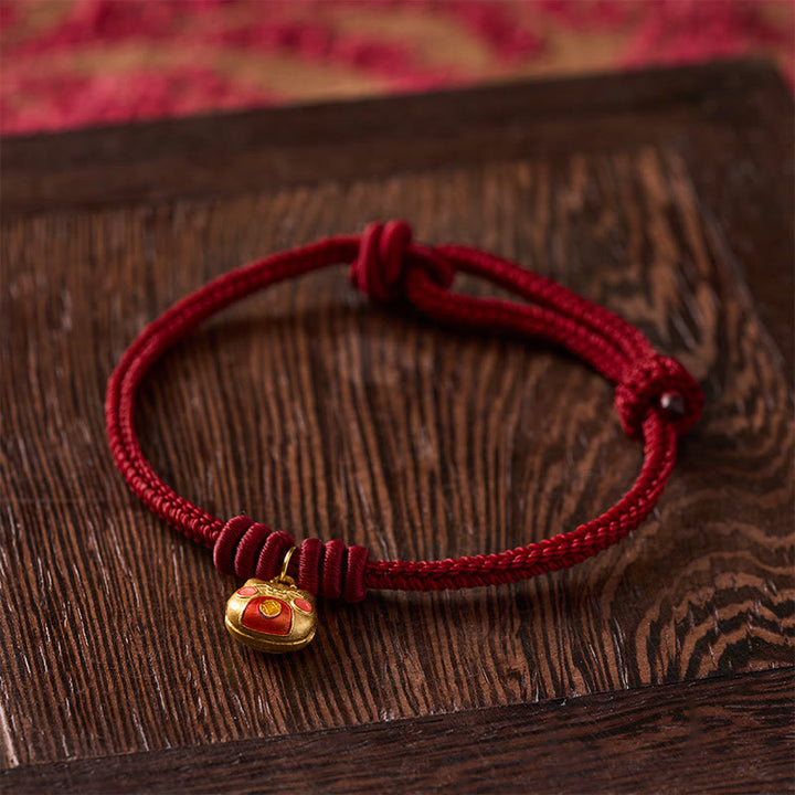 Buddha Stones Pulsera protectora de hilo rojo con diseño de gato, chapada en oro y plata de ley 925. - image 12