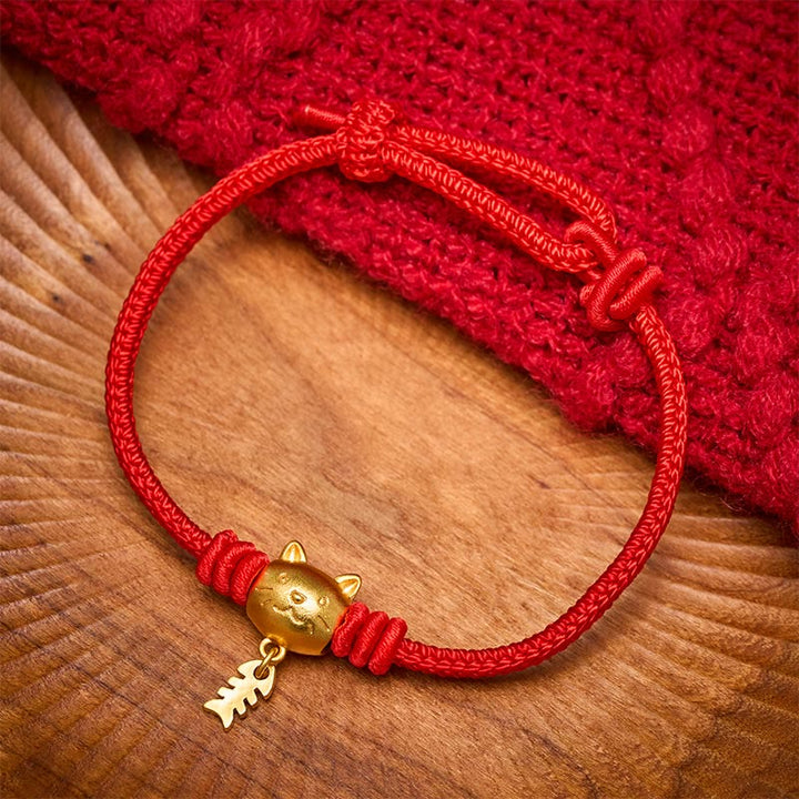 Buddha Stones Pulsera curativa de hilo rojo con lindo pez gato de cobre - image 11