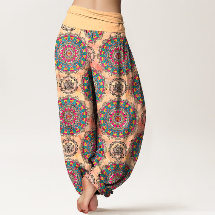 Buddha Stones Pantalones harem de algodón con estampado de mandala estilo boho y cintura elástica para mujer. - image 10