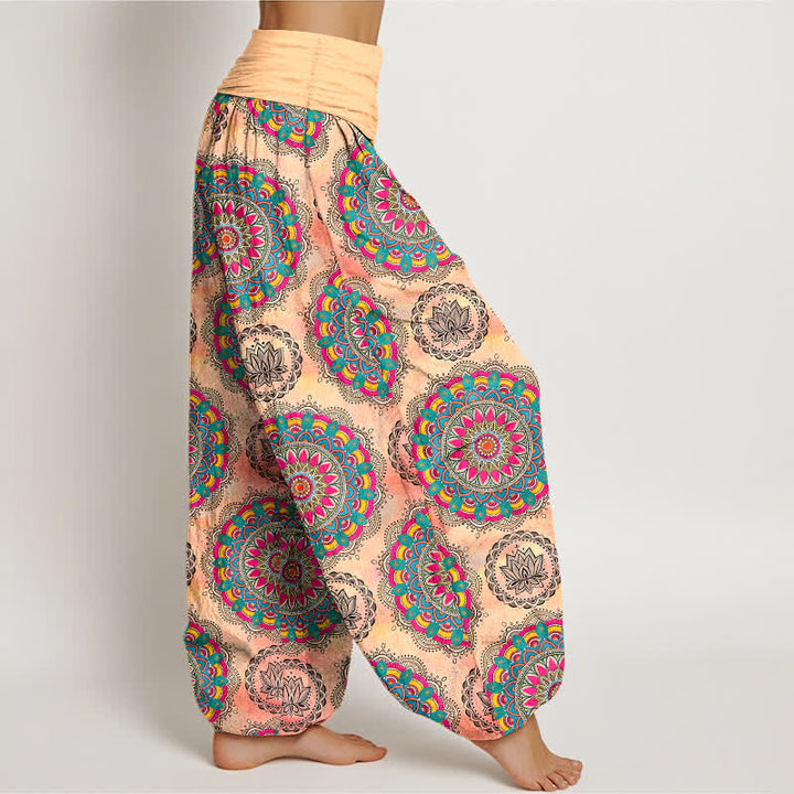 Buddha Stones Pantalones harem de algodón con estampado de mandala estilo boho y cintura elástica para mujer. - image 9