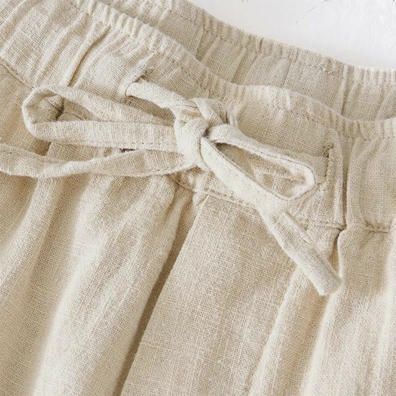 Pantalones cortos de ramio, lino y algodón para hombre, de color liso, con cordón ajustable y cintura elástica, con bolsillos, Buddha Stones Summer. - image 1