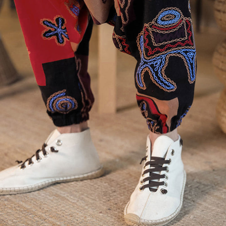 Pantalones harem cortos de algodón para hombre con estampado floral y de Buddha Stones, con bolsillos. - image 10