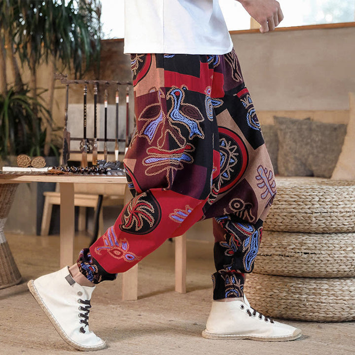 Pantalones harem cortos de algodón para hombre con estampado floral y de Buddha Stones, con bolsillos. - image 6