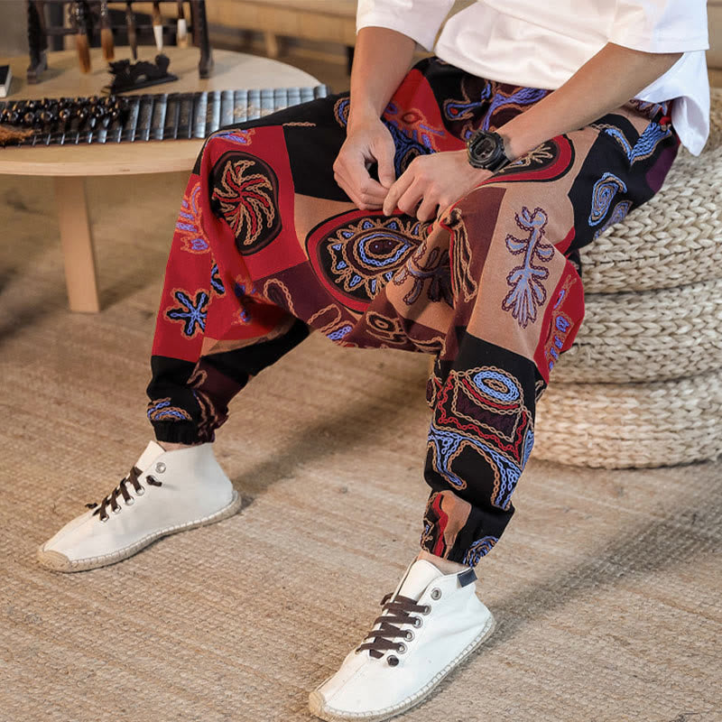 Pantalones harem cortos de algodón para hombre con estampado floral y de Buddha Stones, con bolsillos. - image 8