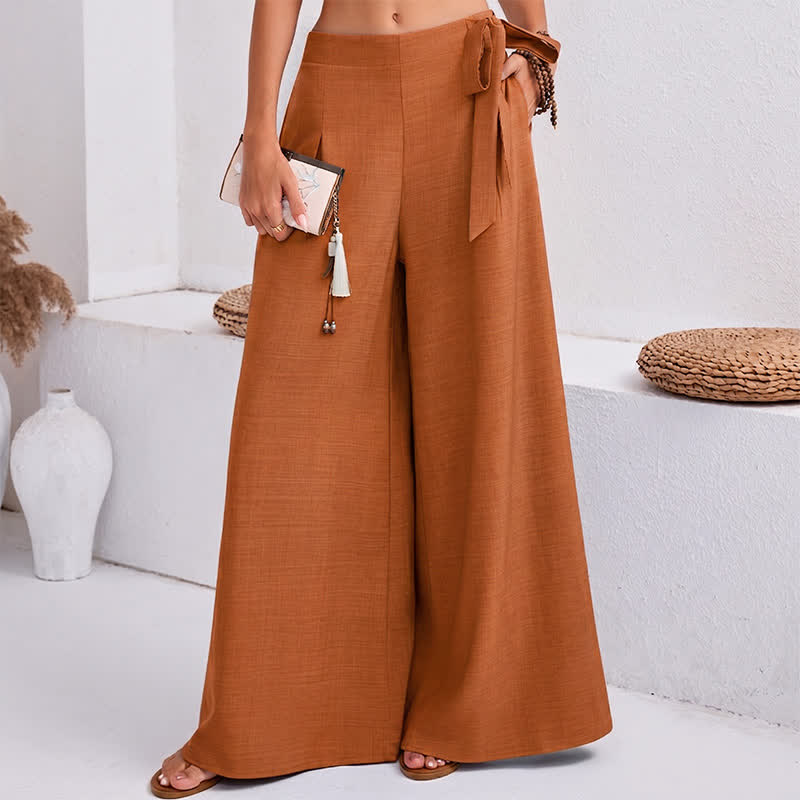 Pantalones de mujer de pierna ancha con cordón ajustable y bolsillos, estilo retro informal de primavera con estampado de Buddha Stones . - Naranja - US14，UK/AU18，EU46 (2XL) - image 14
