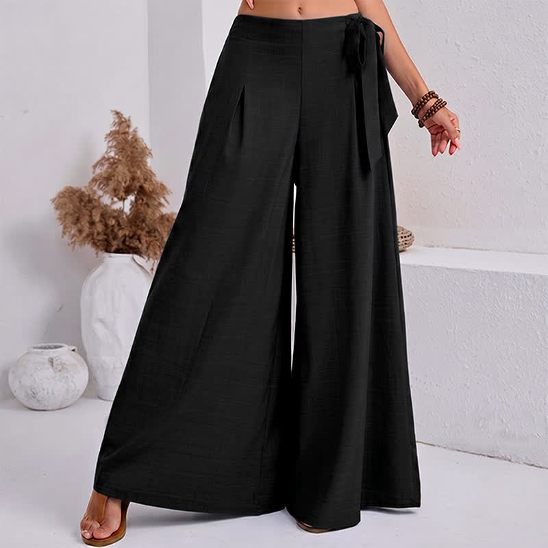 Pantalones de mujer de pierna ancha con cordón ajustable y bolsillos, estilo retro informal de primavera con estampado de Buddha Stones . - image 7