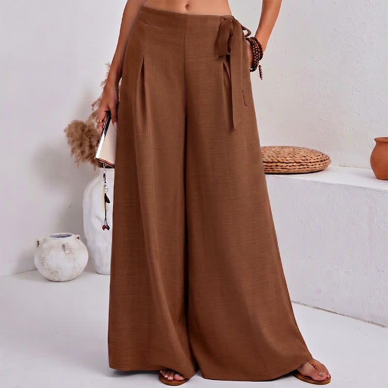 Pantalones de mujer de pierna ancha con cordón ajustable y bolsillos, estilo retro informal de primavera con estampado de Buddha Stones . - Vara de oro oscura - US14，UK/AU18，EU46 (2XL) - image 12