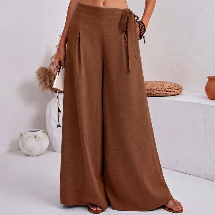 Pantalones de mujer de pierna ancha con cordón ajustable y bolsillos, estilo retro informal de primavera con estampado de Buddha Stones . - Vara de oro oscura - US14，UK/AU18，EU46 (2XL) - image 12
