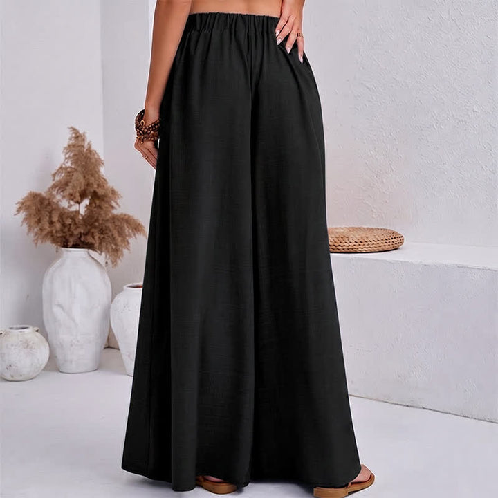 Pantalones de mujer de pierna ancha con cordón ajustable y bolsillos, estilo retro informal de primavera con estampado de Buddha Stones . - image 9