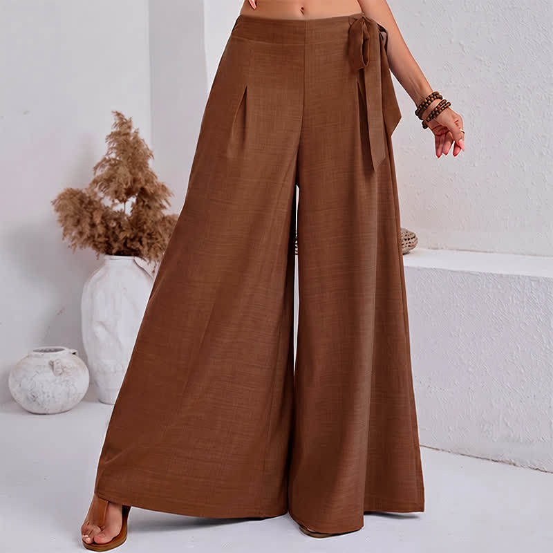 Pantalones de mujer de pierna ancha con cordón ajustable y bolsillos, estilo retro informal de primavera con estampado de Buddha Stones . - image 13