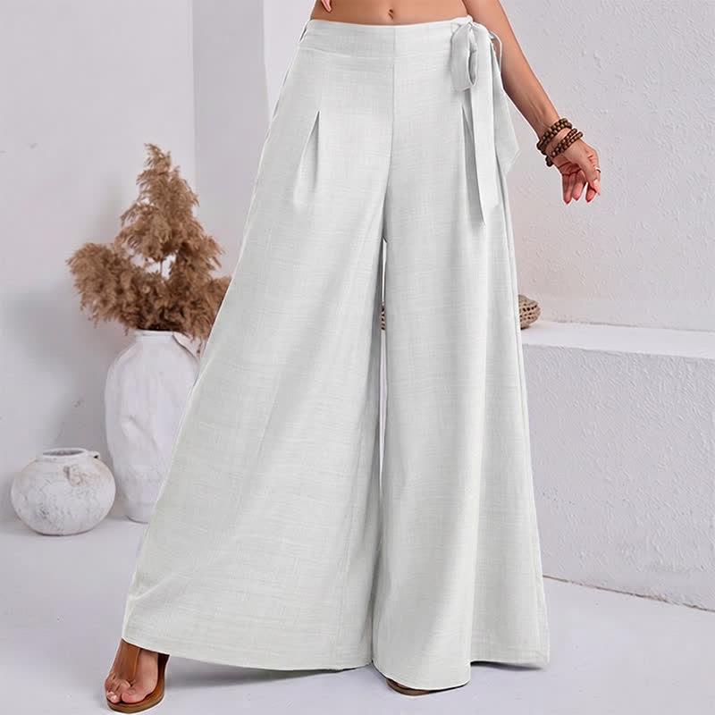 Pantalones de mujer de pierna ancha con cordón ajustable y bolsillos, estilo retro informal de primavera con estampado de Buddha Stones . - image 17