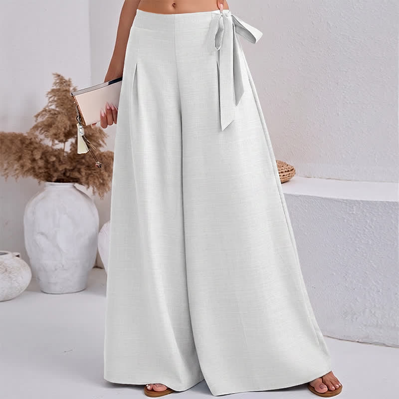 Pantalones de mujer de pierna ancha con cordón ajustable y bolsillos, estilo retro informal de primavera con estampado de Buddha Stones . - Blanco - US14，UK/AU18，EU46 (2XL) - image 16