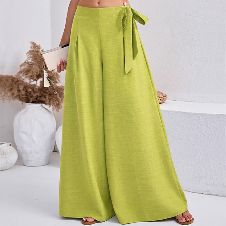 Pantalones de mujer de pierna ancha con cordón ajustable y bolsillos, estilo retro informal de primavera con estampado de Buddha Stones . - VerdeAmarillo - US14，UK/AU18，EU46 (2XL) - image 10