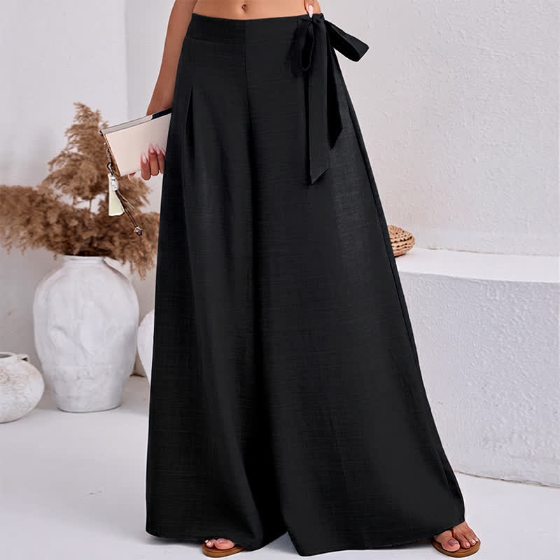 Pantalones de mujer de pierna ancha con cordón ajustable y bolsillos, estilo retro informal de primavera con estampado de Buddha Stones . - image 8