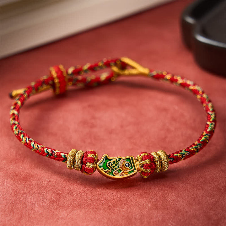 Buddha Stones Pulsera de cuerda tejida a mano con diseño de pez koi. - image 12