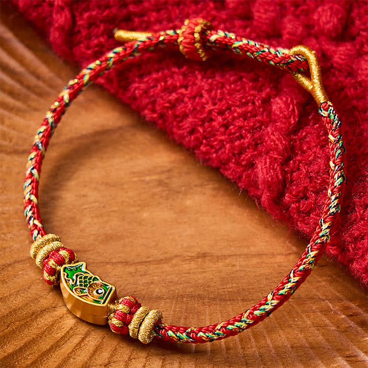 Buddha Stones Pulsera de cuerda tejida a mano con diseño de pez koi. - Rojo (Circunferencia de la muñeca: 5,9-7,1 pulgadas / 15-18 cm) - image 10