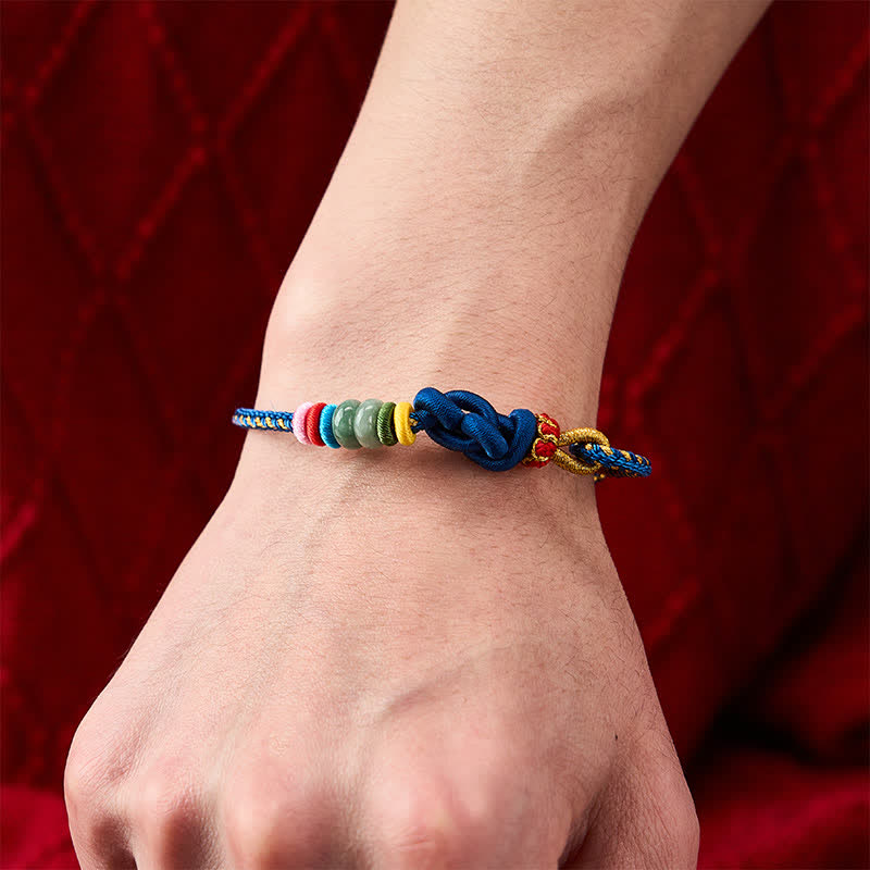 Buddha Stones Pulsera de hilo de jade con nudos chinos tejida a mano para la buena suerte - image 13