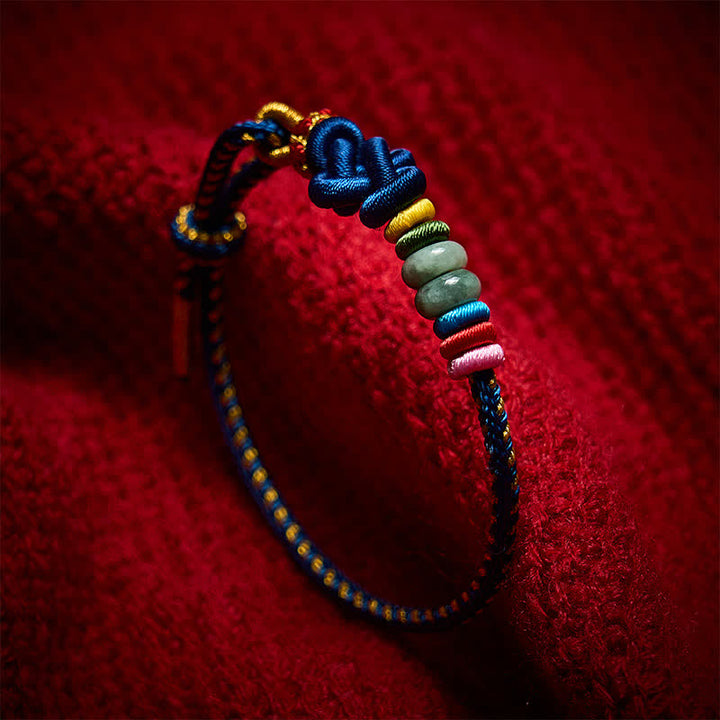 Buddha Stones Pulsera de hilo de jade con nudos chinos tejida a mano para la buena suerte - image 12