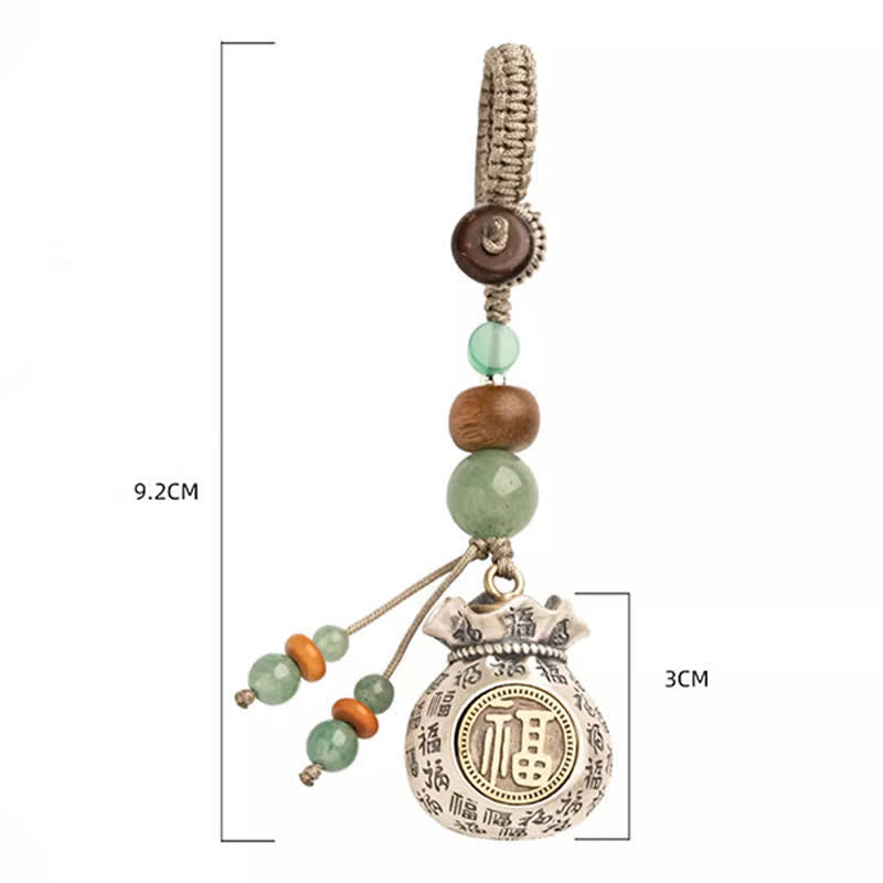Buddha Stones Llaveros con cuentas y bolsa de bendiciones tejida a mano con el personaje de Copper Fu - image 15