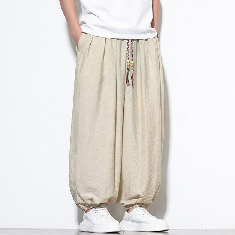 Buddha Stones Pantalones cortos holgados de estilo bohemio con cordón ajustable para hombre, estilo harem, con bolsillo. - image 1