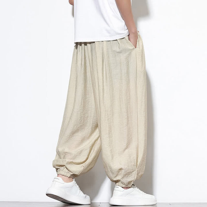 Buddha Stones Pantalones cortos holgados de estilo bohemio con cordón ajustable para hombre, estilo harem, con bolsillo. - image 3