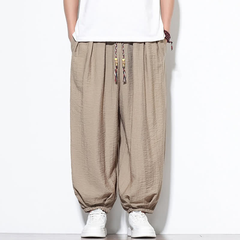 Buddha Stones Pantalones cortos holgados de estilo bohemio con cordón ajustable para hombre, estilo harem, con bolsillo. - image 33