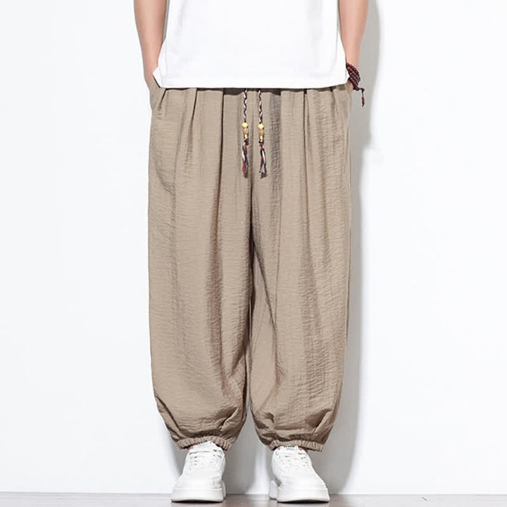 Buddha Stones Pantalones cortos holgados de estilo bohemio con cordón ajustable para hombre, estilo harem, con bolsillo. - image 33