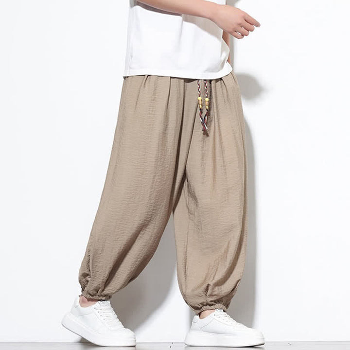 Buddha Stones Pantalones cortos holgados de estilo bohemio con cordón ajustable para hombre, estilo harem, con bolsillo. - image 27