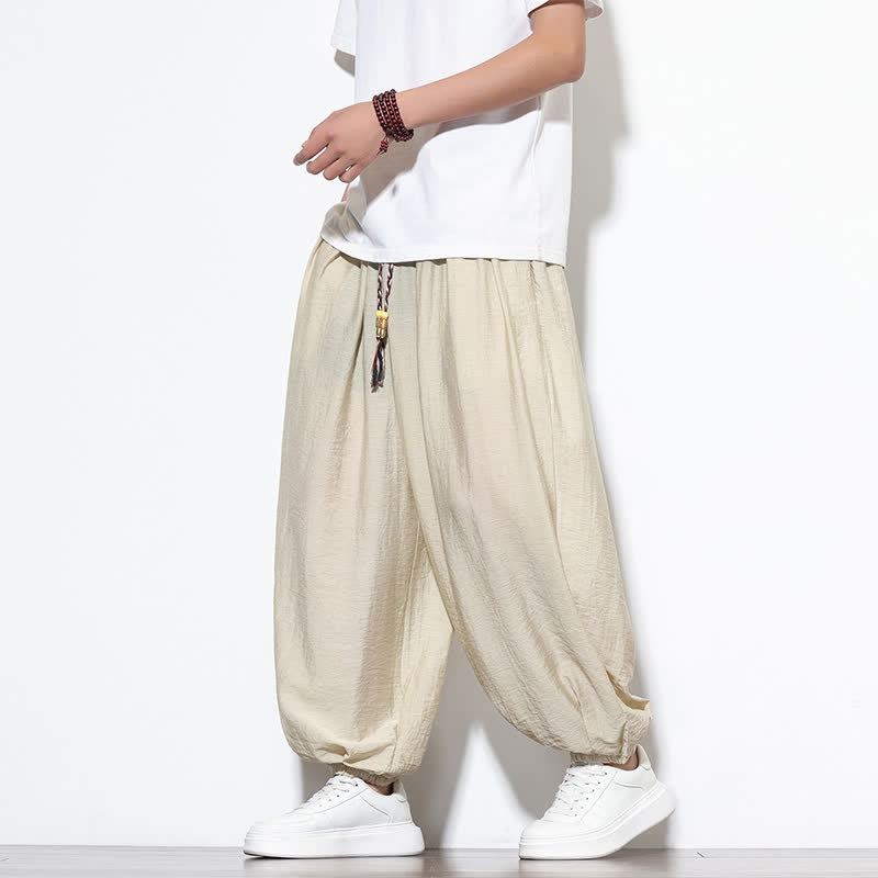 Buddha Stones Pantalones cortos holgados de estilo bohemio con cordón ajustable para hombre, estilo harem, con bolsillo. - image 5