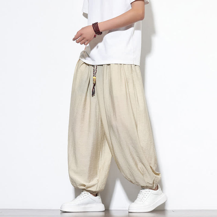 Buddha Stones Pantalones cortos holgados de estilo bohemio con cordón ajustable para hombre, estilo harem, con bolsillo. - image 5