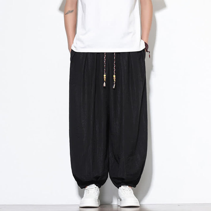 Buddha Stones Pantalones cortos holgados de estilo bohemio con cordón ajustable para hombre, estilo harem, con bolsillo. - image 17