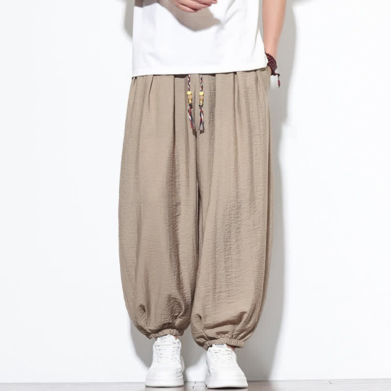 Buddha Stones Pantalones cortos holgados de estilo bohemio con cordón ajustable para hombre, estilo harem, con bolsillo. - Broncearse - US/UK/AU46, EU56 (5XL) - image 26