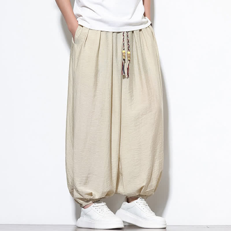 Buddha Stones Pantalones cortos holgados de estilo bohemio con cordón ajustable para hombre, estilo harem, con bolsillo. - image 7