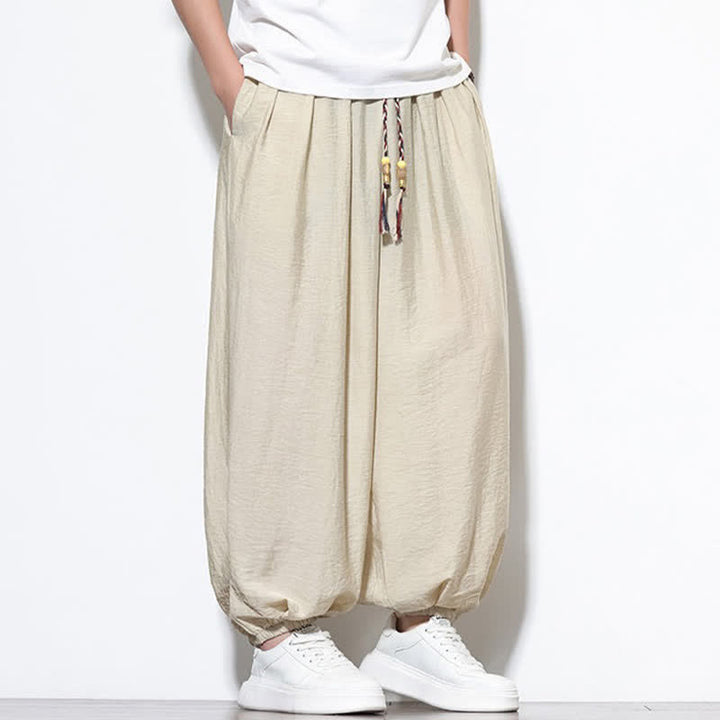Buddha Stones Pantalones cortos holgados de estilo bohemio con cordón ajustable para hombre, estilo harem, con bolsillo. - image 7