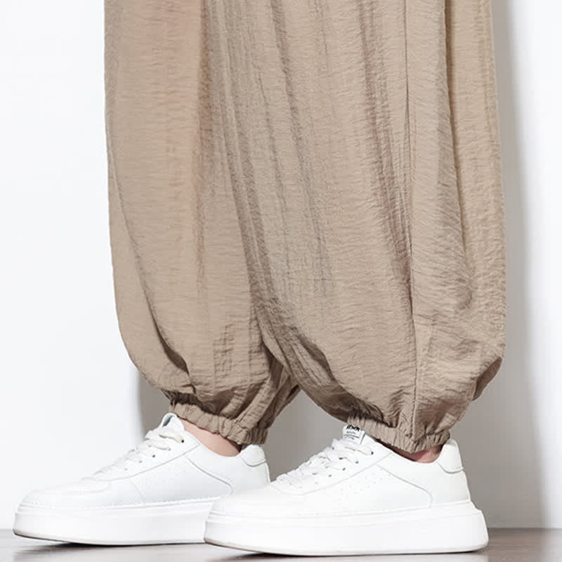 Buddha Stones Pantalones cortos holgados de estilo bohemio con cordón ajustable para hombre, estilo harem, con bolsillo. - image 36