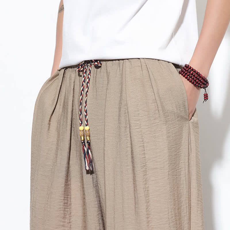 Buddha Stones Pantalones cortos holgados de estilo bohemio con cordón ajustable para hombre, estilo harem, con bolsillo. - image 35