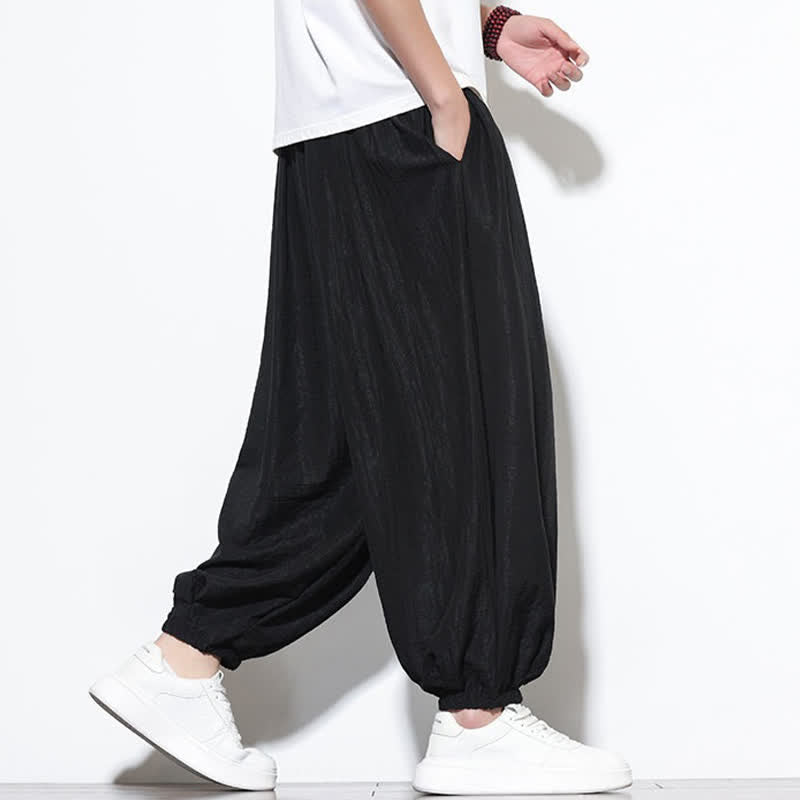 Buddha Stones Pantalones cortos holgados de estilo bohemio con cordón ajustable para hombre, estilo harem, con bolsillo. - image 11