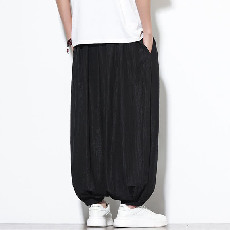 Buddha Stones Pantalones cortos holgados de estilo bohemio con cordón ajustable para hombre, estilo harem, con bolsillo. - image 13