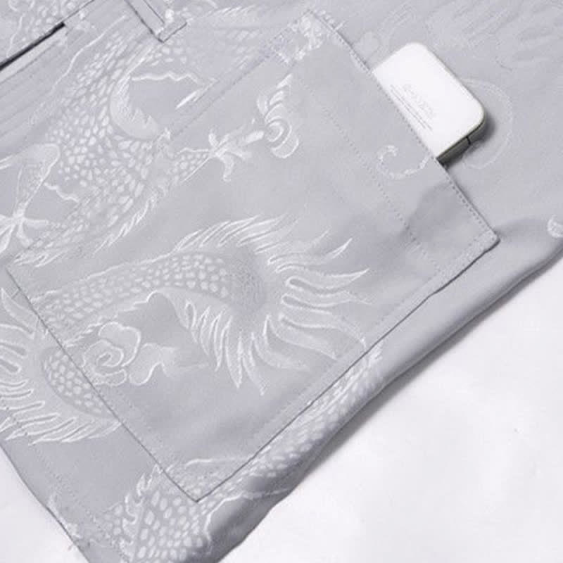 Conjunto de 2 piezas de camisa y pantalones de manga larga con botones de rana y dragón para hombre con Buddha Stones - image 10