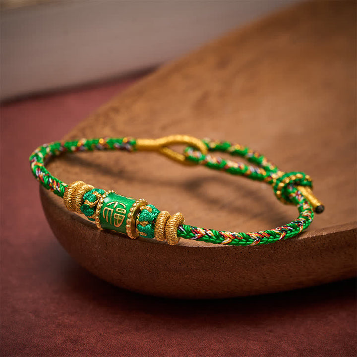 Buddha Stones Pulsera de la felicidad con hilo verde del personaje Fu - image 3