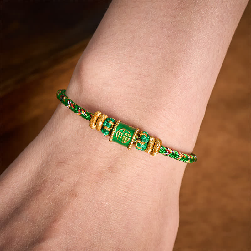 Buddha Stones Pulsera de la felicidad con hilo verde del personaje Fu - image 4