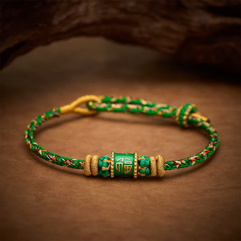 Buddha Stones Pulsera de la felicidad con hilo verde del personaje Fu - image 2