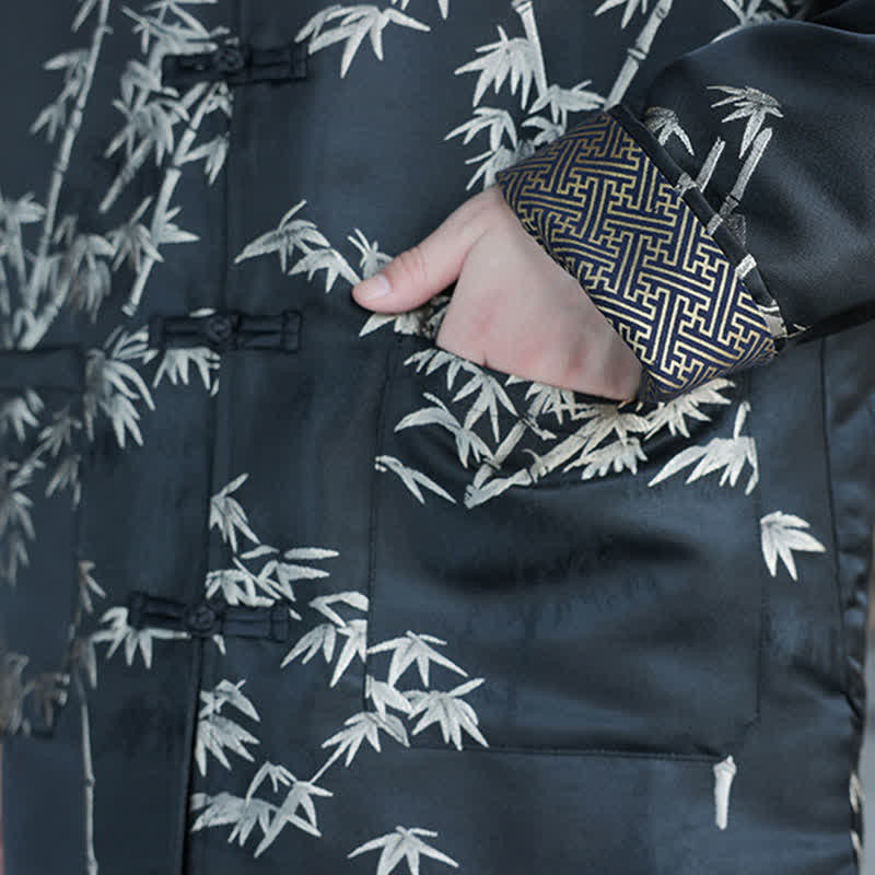 Buddha Stones Chaquetas de hombre estilo Tang vintage con cuello mandarín y estampado de grullas, ideales para otoño e invierno. - image 17