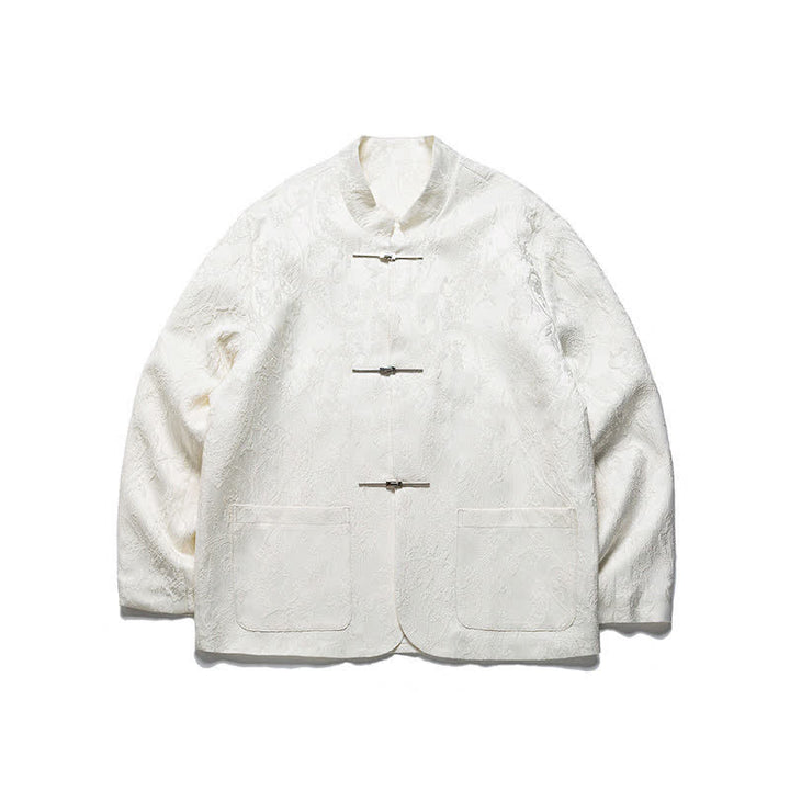 Buddha Stones Chaquetas de hombre de estilo Tang vintage con cuello mandarín, botones de rana y estampado floral, ideales para otoño e invierno. - image 14