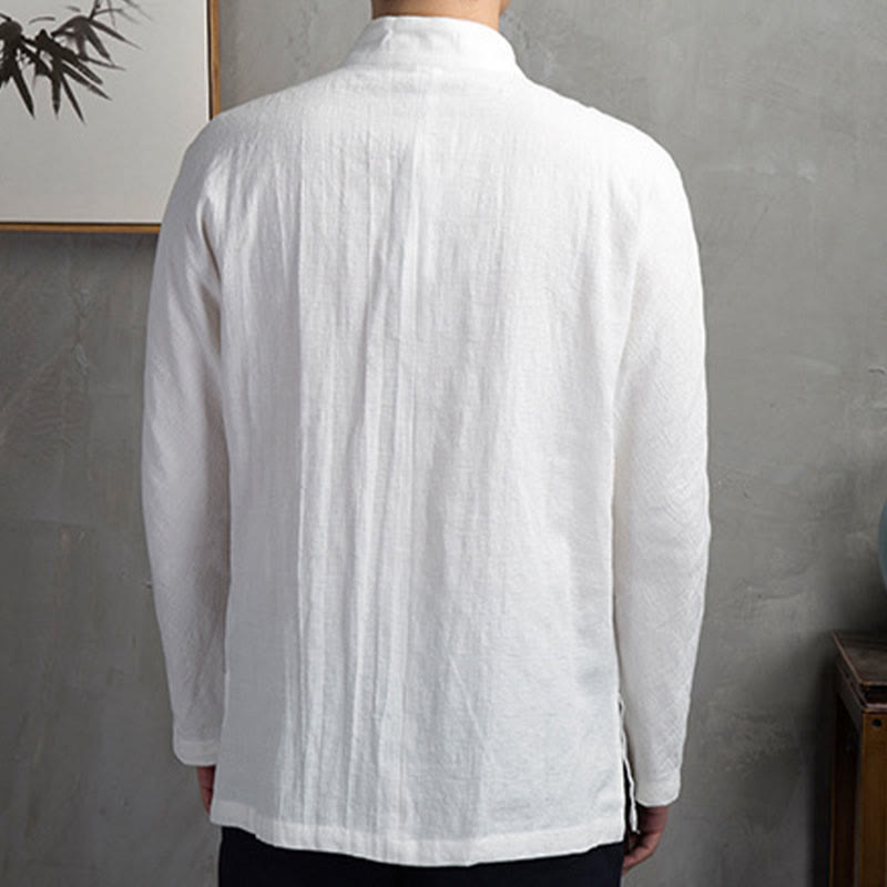 Camisa de hombre informal de color liso con botones de rana y estampado de Buddha Stones. - image 4
