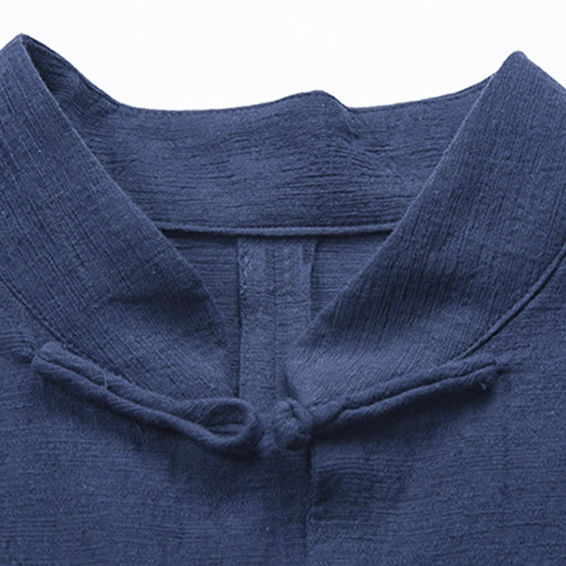 Camisa de hombre informal de color liso con botones de rana y estampado de Buddha Stones. - image 11