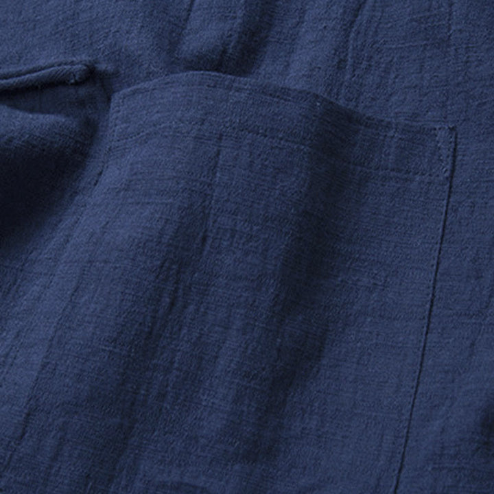 Camisa de hombre informal de color liso con botones de rana y estampado de Buddha Stones. - image 13